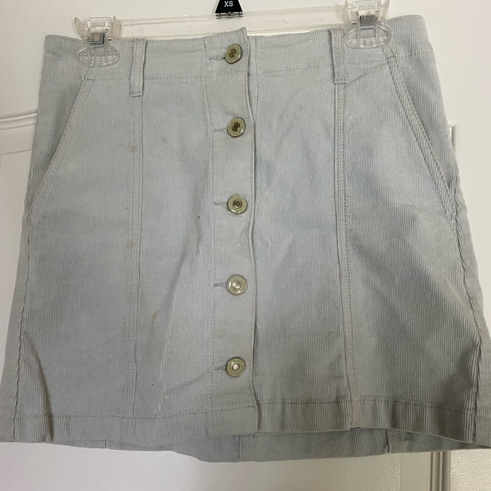 blue corridor button down skirt